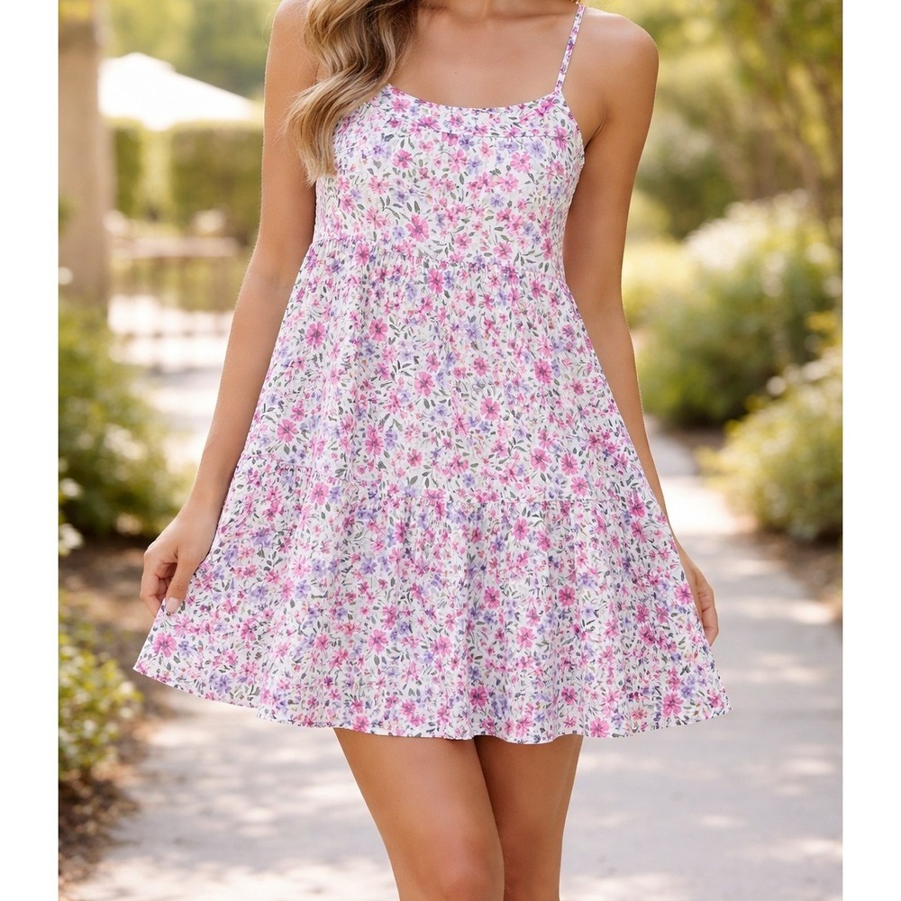 Gilli Womens‎ Floral Tiered Babydoll Mini Dress Size Large
